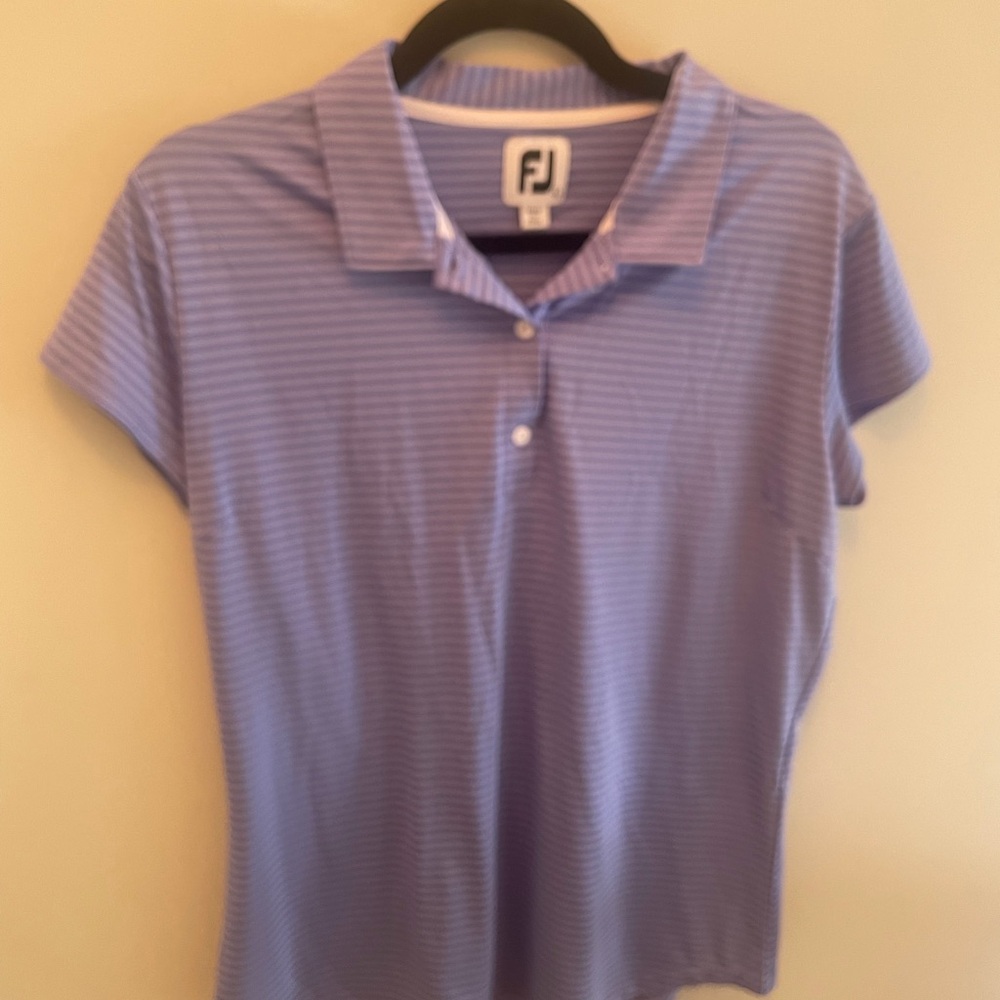 FootJoy Women's Blue Striped Button Down Shirt